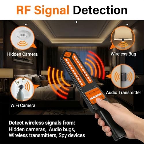 KEULGOUL Hidden Camera Detector & GPS Tracker Finder, RF Signal Scanner Anti-Spy Device with Magnetic Field Detection, Infrared Lens Finder & Stranger Intrusion Alarm, Portable Bug Sweeper - Thumbnail 3