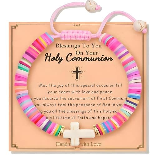 OVIFICEA Baptism Gifts Cross Bracelet for Girl, First Communion Confirmation Gifts for Boys, Teenage Girls, Christening Gift for Daughter Granddaughter Godchild - Image 1