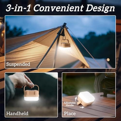 4 Packs Rechargeable Camping Lights LED Camping Lantern, 300LM, 3 Light Modes, Portable IP53 Waterproof Tent Lights for Camp, Outdoor,Hiking, Fishing,Emergency Outage - Thumbnail 4