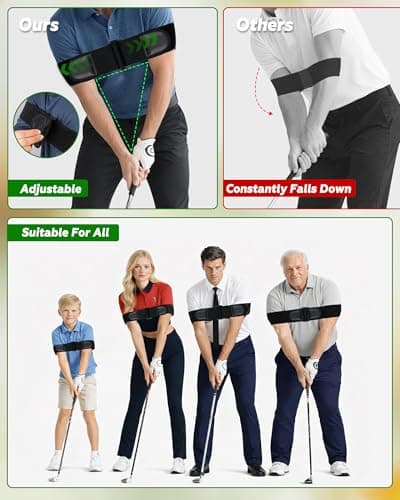 BIG TEETH Golf Swing Arm Band Trainer, Upgrade Adjustable Golf Swing Training Aid Arm Band, Eliminate Chicken Wing Straight Swing Golf Accessories Practice Equipment Gifts For Men Women Beginner - Thumbnail 2