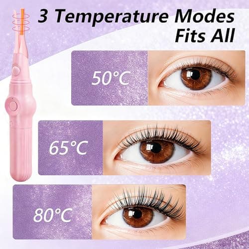 Heated Eyelash Curler, Heat Eye lash Curler Fast 8s Heating & Eyebrow Trimmer 2-in-1 Multifunctional, Rechargeable Electric Eyelash Curler with 3 Heat Settings, Ideal Makeup Tool Gift Q1 - Thumbnail 3