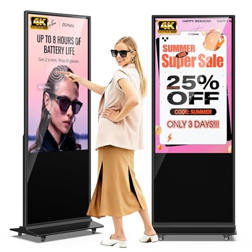 JIYANG 55 Inch 4K Indoor Touchscreen Digital Signage Floor Standing Digital Interactive Kiosks LCD Totem Monitor with WiFi/USB Input Auto Media Player Android System,Free Customization Logo