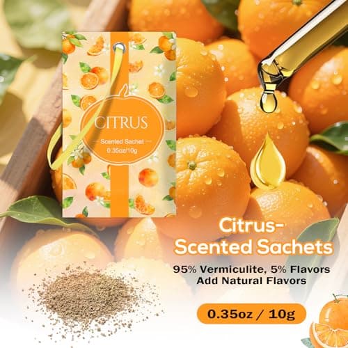 SCENTORINI Scented Sachets for Drawers and Closets, Citrus Scent 14 Pack, Long-Lasting Sachets Bags Wardrobe Freshener for Dresser, Closets, Clothes Storage, Suitcases - Thumbnail 2