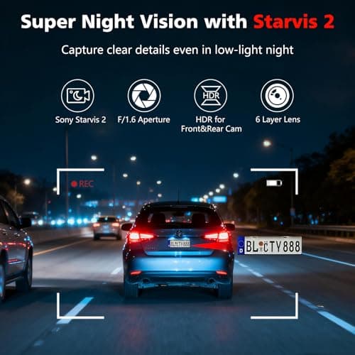 Eivikga 4K+2.5K+2.5K Dash Cam, STARVIS 2 Sensor, Dash Camera 3-Channel, Free 64GB Card, Dashcam with 5G WiFi GPS, G-Sensor,Loop Recording, HDR, 24H Parking Monitor, Time-Lapse Recording, 256GB Max - Thumbnail 4
