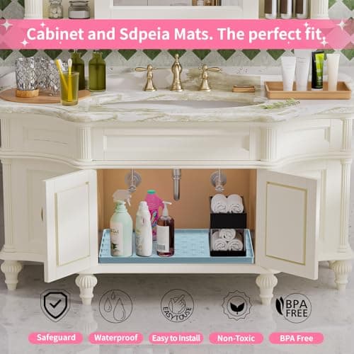 Sdpeia Under Sink Mat 22"×14" Waterproof Silicone Cabinet Liner & Sink Protector for Kitchen & Bathroom, Multi-Purpose Organizers Tray for Pets, Laundry, Cat Litter Mat - Thumbnail 6