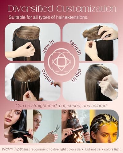 Moresoo Genius Weft Hair Extensions Human Hair, Natural Black Invisible Sew in Hair Extensions Real Human Hair, Salon Quality for Volume and Length 20 Inch 60g - Thumbnail 6