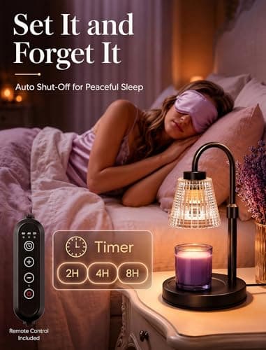 Girece Candle Warmer Lamp with Timer and Dimmer, Adjustable Height Electric Candle Warmer for Jar Candles, 2 Bulbs, Modern Home Decor Birthday Gifts for Women, Housewarming Gifts New Home - Thumbnail 3