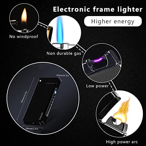 TIKIUKI Electric Lighters Rechargeable with Projection Flameless Windproof Plasma Arc Lighter with Battery Indicator Portable Pocket Lighter for Candles,Fireworks （Matte Dark） - Thumbnail 4