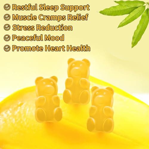 Magnesium Glycinate Gummies 1000mg - Sugar Free Magnesium Potassium Supplement with Vitamin D, B6, CoQ10 for Calm Mood & Sleep Support - 180 Mango Pineapple - Thumbnail 5