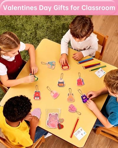 Eossth 24 Pack 144Pcs Class Redwards for Kids Classroom,with Acrylic Keychain,Greeting Card,Post-it notes,Eraser,Pencil Sharpener,Packaging bag,Party Favor for School Gift Exchange - Thumbnail 3