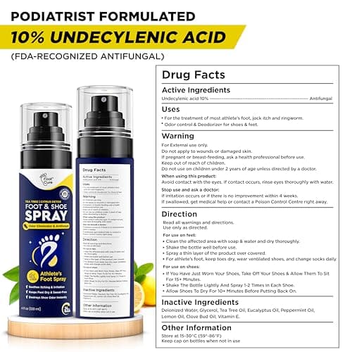 Foot Cure Shoe Deodorizer Spray - Tea Tree & Citrus Shoe Deodorizer for Smelly Feet, Athletes Foot Spray Odor Eliminator and Sweat Control | Removes, Controls & Prevents Odors - 120ml Made in USA - Thumbnail 6