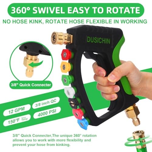 DUSICHIN Foam Cannon Pressure Washer Gun Kit 4000 PSI Double Tip Attachment, Dual-Connector Accessory Soap Cannon,Car Wash Foam Gun Snow Foam Lance 1/4 Inch Quick Connector,7 Sprayer Nozzles DUS2904 - Thumbnail 6