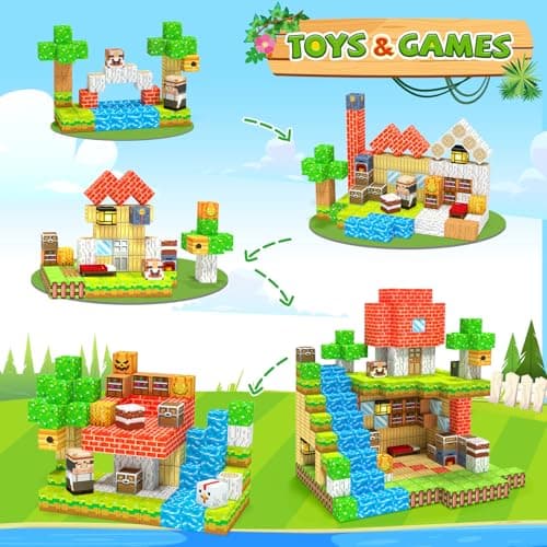 Hiwawind Magnetic Building Blocks Farm Animals, STEM Sensory Magnet Cubes, Montessori Educational Toys for 3 4 5 6 7 8 Year Old Boys & Girls, Birthday Gift - Thumbnail 3