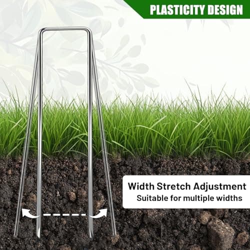 XINCAMPING 52 Pack 11 Gauge Landscape Staples - 6 Inch Heavy Duty Galvanized Garden Stakes, Adjustable Rust-Proof U-Shaped Plant Cover Spikes & Sod Pins for Weed Barrier, Fabric, Yard - Thumbnail 5