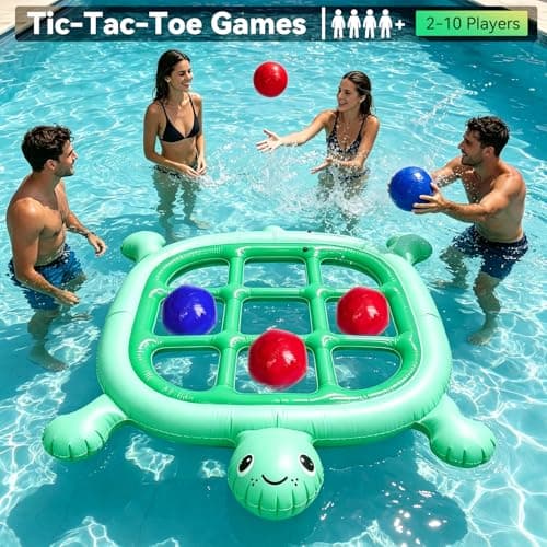 Pool Toys Games Set – Inflatable Tic Tac Toe with 10 Balls, Giant Floating Pool Floats Toy for Kids Adults Teens, Outdoor Summer Beach Lake Party, 2-10 Players, Premium PVC (Hand Pump Included) - Thumbnail 2