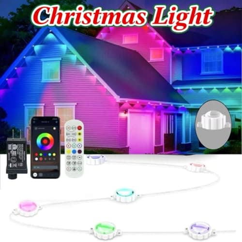 Honche Permanent Outdoor Lights Eaves Light House Light Outdoor Permanent Lights for Holiday,Party, Daily,Multicolor (mulito Color, 54ft with 36 Lights) - Thumbnail 6