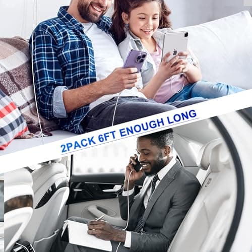 USB C to Lightning Cable [Apple MFi Certified] 2Pack 6FT iPhone Fast Charger Cable Power Delivery Type C Charging Cord Compatible with iPhone 14 13 12 11 Pro Max X XS XR 8 7 6s Plus SE，White - Thumbnail 6