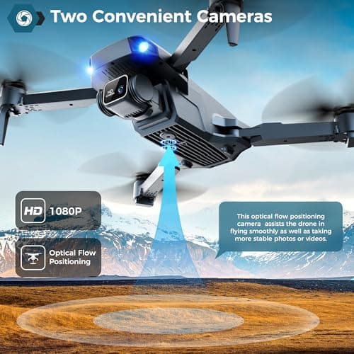 Drone with 1080P FPV Camera, Drone for Kids Adults with One Key Take Off/Land, Altitude Hold, 3D Flip, Waypoint Flight, Gestures Selfie, Gravity Control, 3 Speed, 2 Battery, Mini Drone with Camera for Kids 8-12 10-15, Beginners - Thumbnail 5