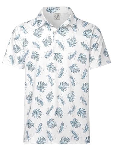 Hardaddy Men's Moisture Wicking Polo Shirts Printed Dry Fit Short Sleeve Collared Golf Shirt White 02 XXL - Image 1