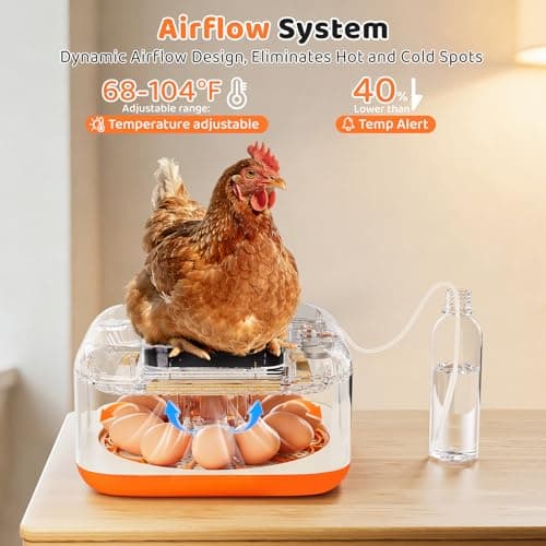 Incubators for Hatching Eggs 12 Egg Digital Egg Incubator Precision Auto Temp Humidity Control 6 Gear Adjustable Auto Turner Auto Stop Turning Hatching Days Display for Chicken Duck Goose Eggs - Thumbnail 6