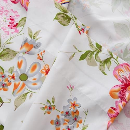 Twin Size Bed Sheets Set Deep Pockets - 6PC Floral Ultra Soft Microfiber Bed Sheets - Easy to Clean, 90 Thread Count Sheets Includes 1 Fitted, 1 Flat, 2 Pillowcases (Pink/Green Floral) - Thumbnail 6