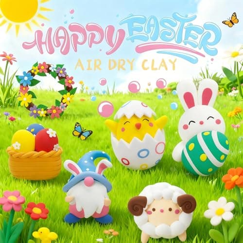 Loufor Air Dry Clay Kits Easter - Modeling Clay for Kids, Ultra Light & Soft, Safe & Non-Toxic, 12 Boxes Model Magic Clay with Sculpting Tools und Tutorials, DIY Creative Arts und Crafts Toys Gifts - Thumbnail 5