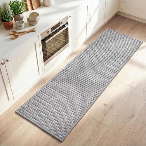 PADOOR Kitchen Runner, Absorbent Kitchen-Rugs Non Slip Washable, Large Kitchen Mats for Floor, Soft Braided Kitchen Runner-Rug Sink Standing Matt (Grey, 20"x70") - Image 1