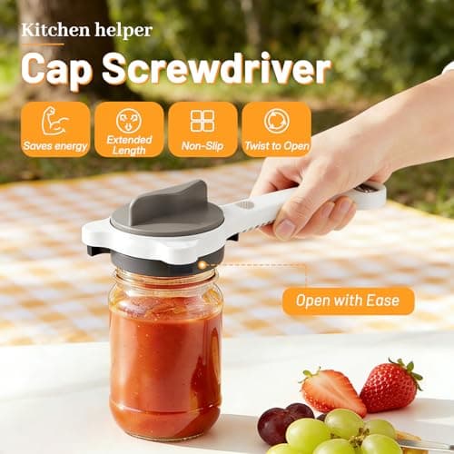 SANYOUEU Jar Opener for Seniors Weak Hands and Arthritis, Adjustable Can Jar Lid Bottle Opener Stainless Steel, Non Slip Grip Easy Open Kitchen Jars,Bottles & Cans - Thumbnail 2
