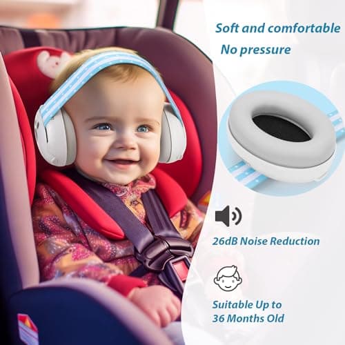 Laudexua Baby Ear Protection, Noise Cancelling Headphones for Babies and Toddlers Up to 36 Months, Comfortable Infant Ear Muffs for Effectively Hearing Protection & Help Sleep (Blue) - Thumbnail 3