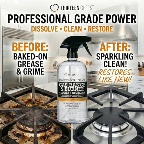 Thirteen Chefs Gas Range Cleaner and Degreaser - Stove Grates, Grills, Oven Glass and Door - Cuts Through Baked on Food (16oz) - Thumbnail 2