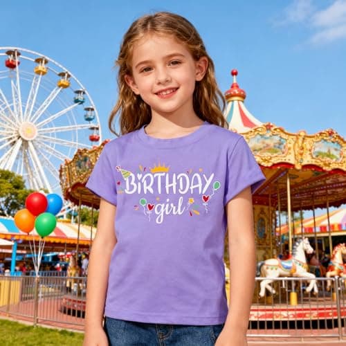 IsPICK Birthday Girl Shirt Toddler Kid Birthday Graphic Tee 4-12 Years - Thumbnail 2