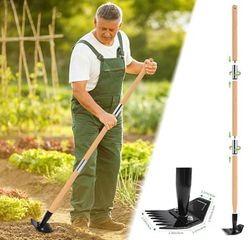 Weed Puller Tool with Long Bamboo Handle, 2 in 1 Garden Hoe&Manual Weed Remover, Weed Rake&Grabber, Gardenia Heavy Duty Uprooting Tool for Yard, Lawn and Garden, 49Inch ﻿ - Thumbnail 5