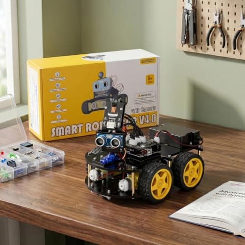 ELEGOO UNO R3 Smart Robot Car Kit V4 for Arduino Robotics for Kids Ages 8-12 12-16 STEM Science Kits Coding Gifts for 8 9 10 11 12 13 14 15 16 Year Old Boys Girls Teens Cool Engineering Building Toys - Thumbnail 5