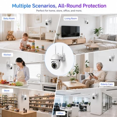 PBSEV Security Camera Indoor 1080P Wired, Pan/Tilt Control, Two-Way Audio, Clear Night Vision, Easy Setup, SD/Cloud Storage, WiFi Home Camera for Baby, Pet, Bedroom & Living Room Monitoring - Thumbnail 6
