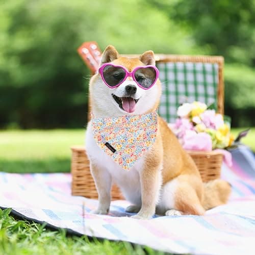 ARING PET Girl Dog Bandana, Spring Summer Daisy Floral Pet Bandana Scarf Triangle Bibs for Puppy Small Medium Large Dogs-L - Thumbnail 4