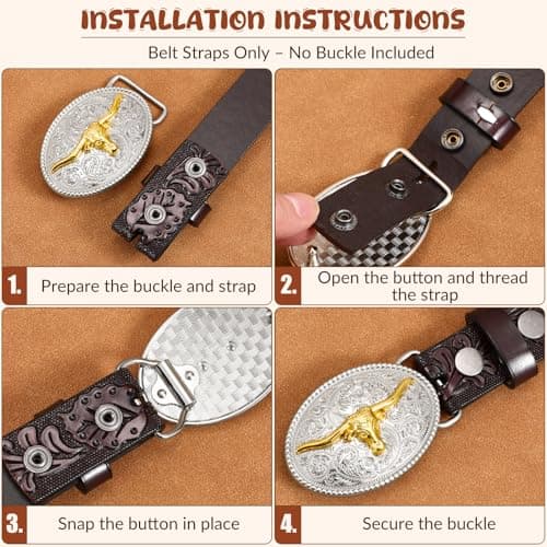 BELTROAD Western Belt Strap for Kids Boys Girls Toddler Genuine Leather Belt Cowgirl Cowboy Kids Western Belts for Jeans Gift - Thumbnail 3