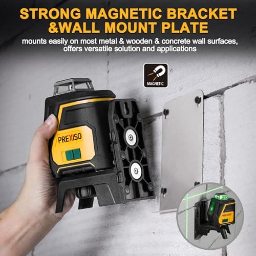PREXISO 360 Laser Level with Tripod - IP54 Rechargeable Wide Angle Vertical Line Laser, 100Ft Green 3 Brightness Adjustment Self Leveling Cross Line for Construction, Floor Tile, Renovation - Thumbnail 5