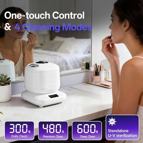 Ultrasonic Jewelry Cleaner with Detachable Tank, Makeup Brush Cleaner Machine Professional for Rings, Necklaces, 4 Modes with U-V, Portable Quiet, IPX7 Waterproof – Also Ideal for Retainers & Dentures - Thumbnail 6