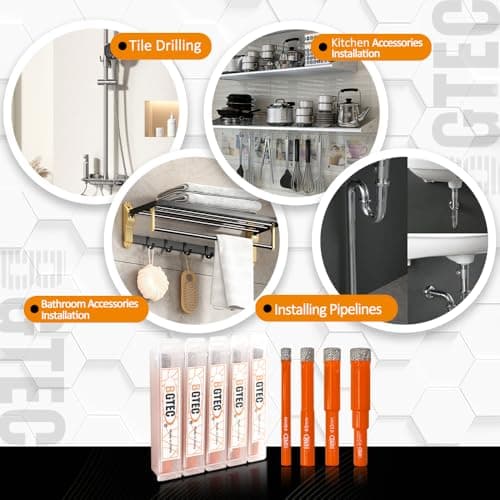 Dry Diamond Drill Bit Set,BGTEC 5pcs 1/4" 6mm Hole Saw for Granite,Marble,Masonry, Concrete, Tile/Ceramic, Glass, Hard Plastic,Vacuum Brazed Diamond Core Drill Bit Kit - Thumbnail 3