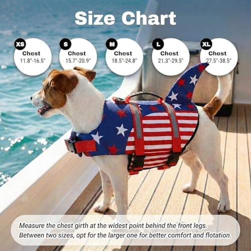 Doglay Dog Life Jacket, Ripstop Cute Shark Dog Life Jacket with Superior Buoyancy and Rescue Handle, Adjustable Dog Life Vests for Swimming Boating, Pet Flotation Vest for Small Medium Large Dogs - Thumbnail 2