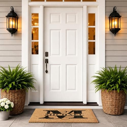 Fincekoom Personalized Natural Coco Coir Door Mat with Heavy Duty Backing Custom Non-Slip Front Door Welcome Mats for Outside Entrance or Porch Entry Housewarming Gift for Home Decor - Thumbnail 6