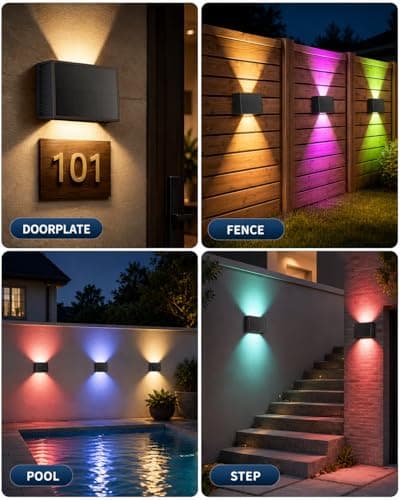 CORESLUX Solar Fence Lights Outdoor, Up and Down Outdoor Wall Lights, IP65 Waterproof Solar Powered, Color Changing Warm Cool Solar Sconce Lights for Backyard/Railing/Wall/Step/Patio, 6PCS - Thumbnail 2