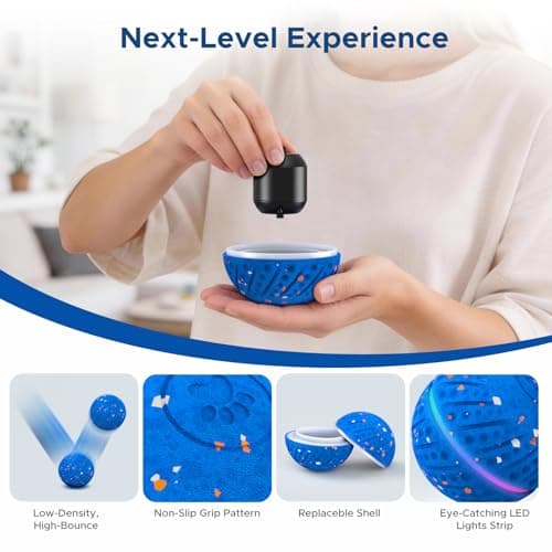 Smart Interactive Dog Toys for Small Medium Dogs, Automatic Moving Dog Toy Ball 3-Modes with Lights, Motion Activated Rolling & Rotating Bouncy Toy for Dogs to Keep Them Busy, E-TPU Material, Blue - Thumbnail 3