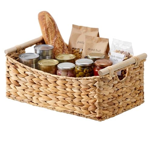 StorageWorks Large Wicker Baskets for Organizing, Water Hyacinth Storage Baskets with Handles, Woven Baskets for Pantry Storage, 16½" x 13" x 7½", 1-Pack - Image 1