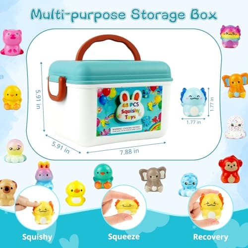 48-Pack Slow Squishy Toys Soft Stress Relief Fidgets Toys for Kids 4-12, with 48 Encouragement & Gratitude Cards, Classroom Prizes Birthday Party Favors Goodie Bags Stuffers (Animal, 48) - Thumbnail 2