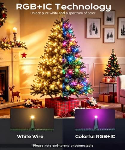 Ecoeve Red White and Blue Lights, 99FT 200 LED 4th of July RGB+IC String Lights Outdoor, Smart App-Controlled 100+ Scene Modes Color Patriotic Light for Indoor Independence Memorial Day Party Holiday - Thumbnail 6