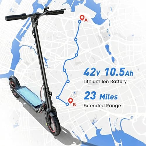 Electric Scooter Adults, 10" Pneumatic Tires, 500W Powerful Motor, 22 MPH Speed, 23 Miles Long Range, Dual Brake, APP Control, Foldable Commuting Scooter for Adult and Teens - Thumbnail 3