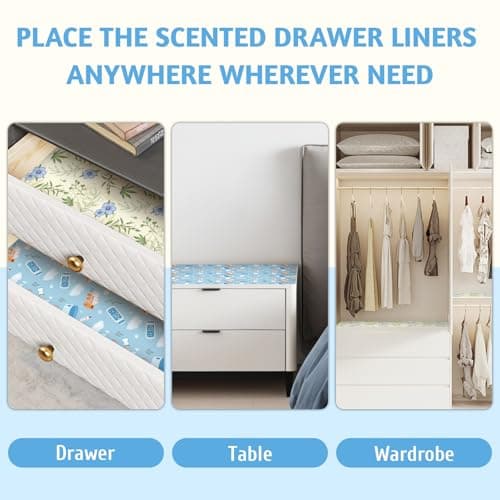 SCENTORINI Scented Drawer Liners for Dresser,6 Linen + 6 Baby Powder Scent Drawer Paper Liners, Paper Sheets Liner 14.3x19.5 Inch, for Fragrant Home Shelf Closet Bedroom Drawer - Thumbnail 6
