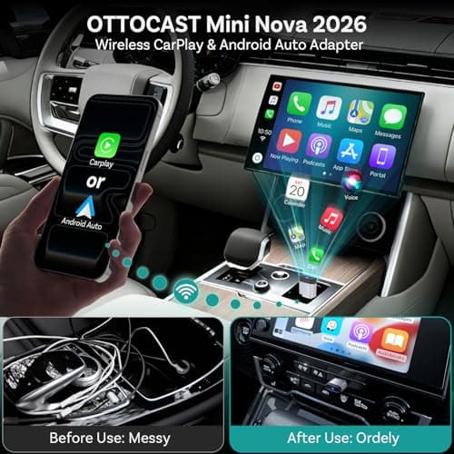 OTTOCAST Mini Nova Wireless CarPlay & Android Auto Adapter, 2-in-1 Convert Wired to Wireless, Plug & Play, Fast Auto Reconnect, Compact Mini Design for iPhone iOS 10+ & Android 11+ - Thumbnail 2