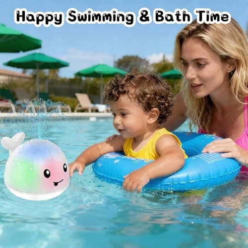 Light Up Toddler Bath Toys - 1 2 3 Year Old Girl Boy gift - Birthday Gifts Water Table For Toddlers 1-3 - Whale Water Spray Toy - Toys For Ages 0-2 - Infant Bathtub Floating Pool Toy 6-12-18 Months - Thumbnail 6